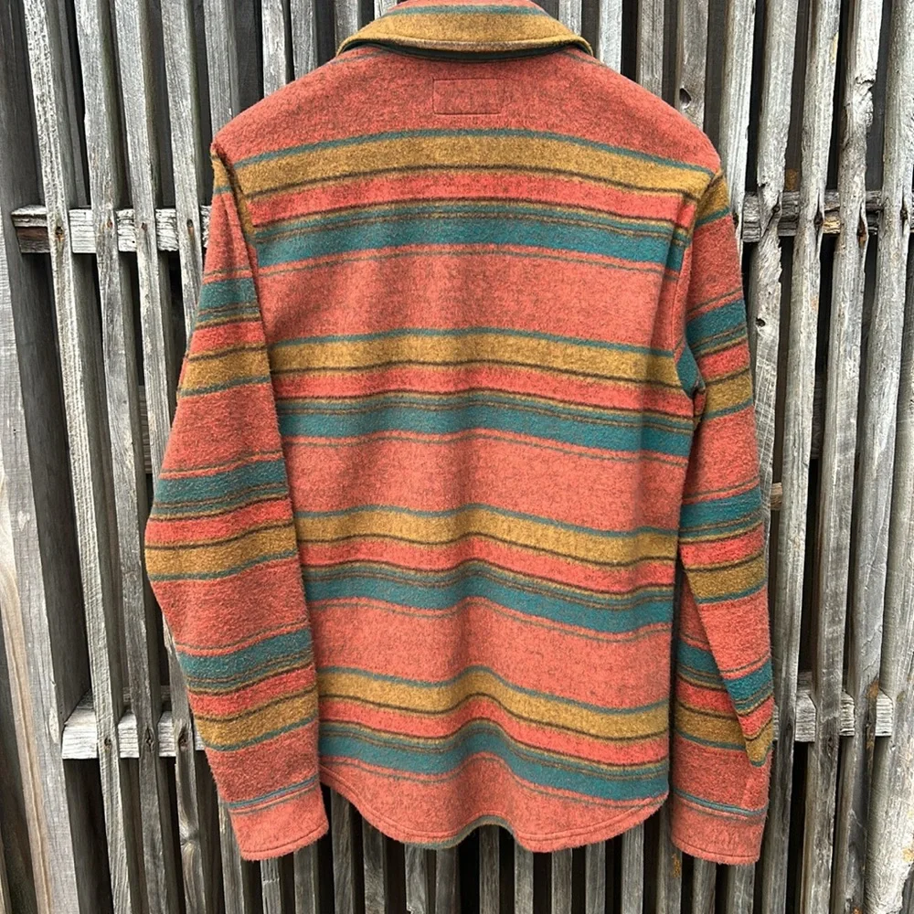 NWT Lucky Brand Southwestern Knit Shirt Jacket Small Orange Striped Shacket